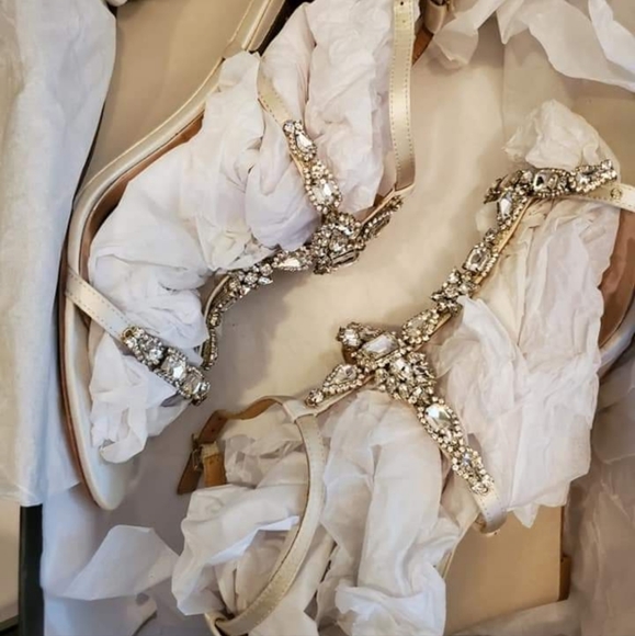 Badgley Mischka Melissa Embellished Wedges - Picture 5 of 7